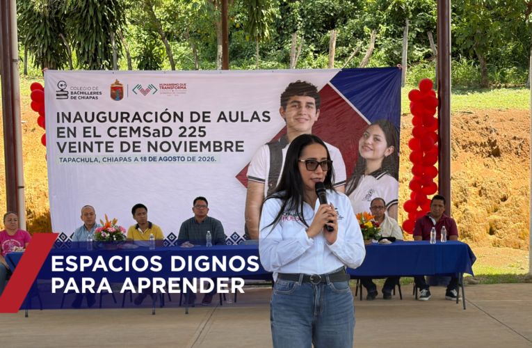 Se fortalece la infraestructura del Cobach 225, en el ejido 20 de Noviembre de Tapachula